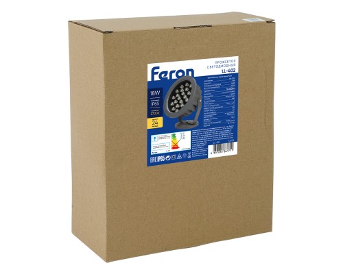 Светодиодный светильник ландшафтно-архитектурный Feron.One LL-402 185-235V 18W 2700K IP65