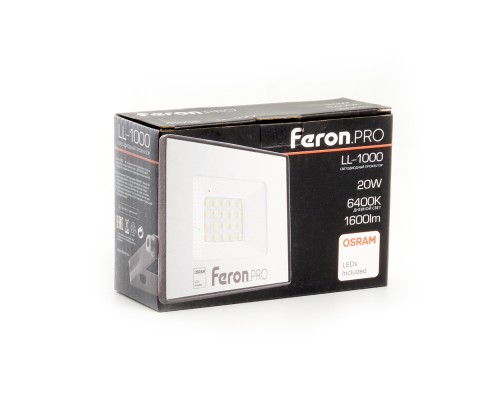 Светодиодный прожектор Feron.PRO LL-1000 IP65 20W 6400K черный