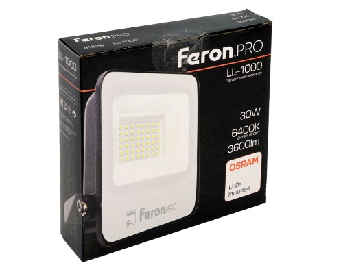 Светодиодный прожектор Feron.PRO LL-1000 IP65 30W 6400K черный