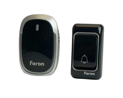 Звонок дверной беспроводной Feron E-383 Электрический 38 мелодий черный, серебро с питанием от батареек