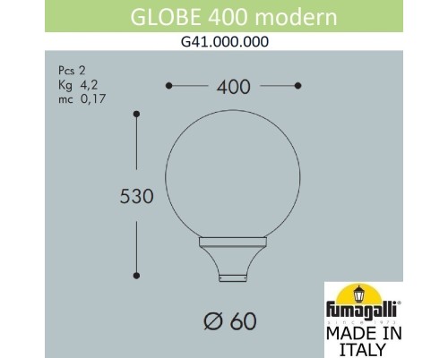 Уличный фонарь на столб FUMAGALLI GLOBE 400 modern G41.B40.000.AYE27