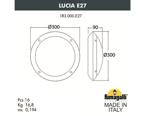 Уличное бра FUMAGALLI LUCIA BACKLIT 1R3.000.000.AYE27PK1