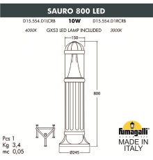 Садовый светильник-столбик FUMAGALLI SAURO 800  D15.554.000.VXD1L.CRB