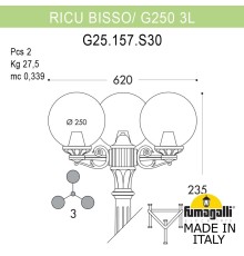 Садово-парковый фонарь FUMAGALLI RICU BISSO/G250 3L G25.157.S30.VYF1R