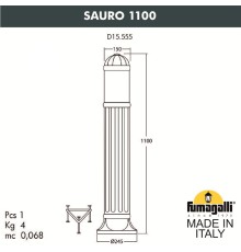Садовый светильник-столбик FUMAGALLI SAURO 1100  D15.555.000.VXF1R.FC1