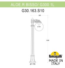 Садовый светильник-столбик FUMAGALLI ALOE.R/ BISSO/G300 1L G30.163.S10.VYF1R