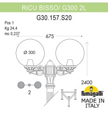 Садово-парковый фонарь FUMAGALLI RICU BISSO/G300 2L G30.157.S20.VYE27