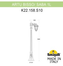 Садово-парковый фонарь FUMAGALLI ARTU BISSO/SABA 1L K22.158.S10.VYF1R