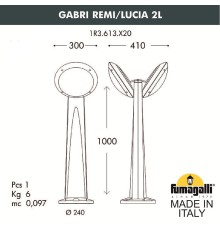 Садовый светильник-столбик наклонный FUMAGALLI GABRI REMI/LUCIA 2L 1R3.613.X20.LYE27