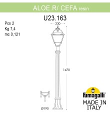 Садовый светильник-столбик FUMAGALLI ALOE.R/CEFA U23.163.000.VYE27