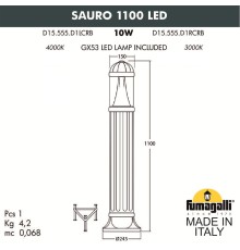 Садовый светильник-столбик FUMAGALLI SAURO 1100  D15.555.000.VXD1L.CRB