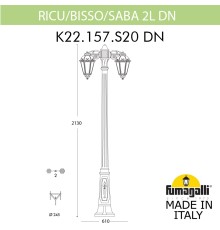 Садово-парковый фонарь FUMAGALLI RICU BISSO/SABA 2L DN K22.157.S20.VXF1RDN