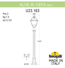 Садовый светильник-столбик FUMAGALLI ALOE.R/CEFA U23.163.000.VXF1R