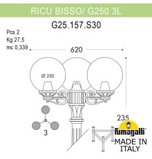 Садово-парковый фонарь FUMAGALLI RICU BISSO/G250 3L G25.157.S30.VZE27