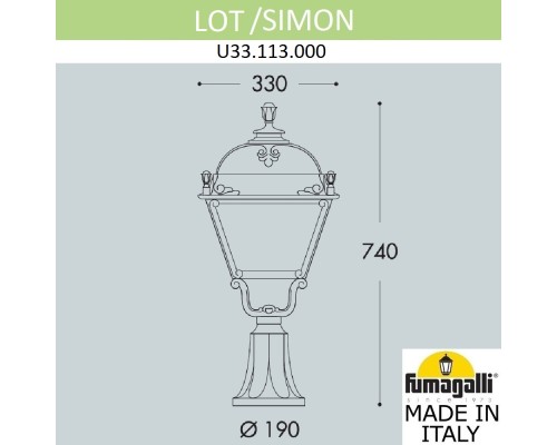 Ландшафтный фонарь  FUMAGALLI LOT/SIMON U33.113.000.WYH27