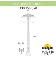 Садово-парковый фонарь FUMAGALLI GIG BISSO/G300 2L DN G30.156.S20.AYE27DN