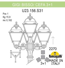 Садово-парковый фонарь FUMAGALLI GIGI BISSO/CEFA 3+1 U23.156.S31.VXF1R
