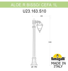 Садовый светильник-столбик FUMAGALLI ALOE.R/CEFA 1L U23.163.S10.VXF1R
