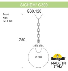 Подвесной уличный светильник FUMAGALLI SICHEM/G300. G30.120.000.VYF1R