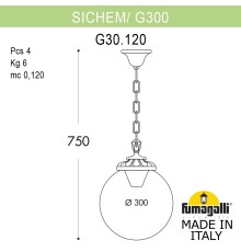 Подвесной уличный светильник FUMAGALLI SICHEM/G300. G30.120.000.VXF1R