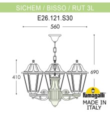 Подвесной уличный светильник FUMAGALLI SICHEM/RUT 3L (люстра) E26.120.S30.BXE27