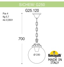 Подвесной уличный светильник FUMAGALLI SICHEM/G250. G25.120.000.VZF1R