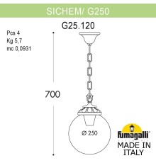 Подвесной уличный светильник FUMAGALLI SICHEM/G250. G25.120.000.VXF1R