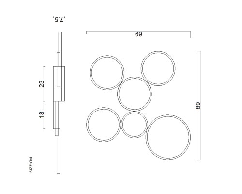 Потолочный светильник TWINE 5 rings Black ImperiumLoft
