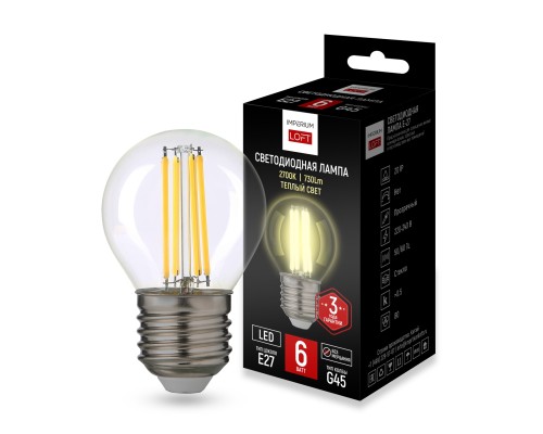 Светодиодная лампа E27 мощность 6W 2700K Transparent от ImperiumLoft ImperiumLoft