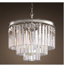 Подвесная люстра RH 1920S ODEON CLEAR GLASS FRINGE 3-TIER CHANDELIER nickel 36 см ImperiumLoft