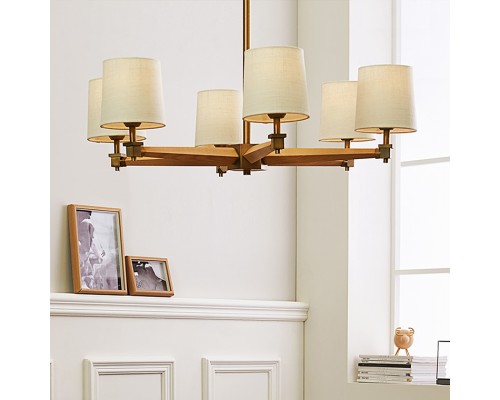 Люстра на штанге Jorgenson D85 Beige/Light wood ImperiumLoft