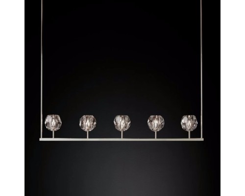 Люстра RH Boule De Cristal Linear Chandelier 5 Nickel ImperiumLoft