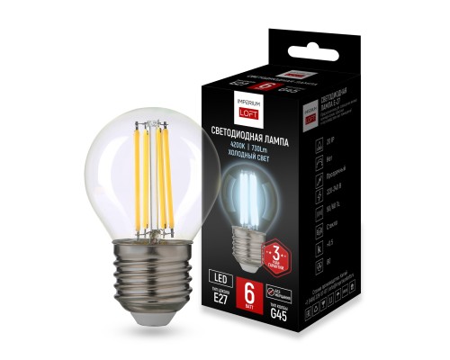 Светодиодная лампа E27 мощность 6W 4200K Transparent от ImperiumLoft ImperiumLoft