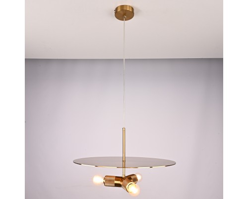 Люстра RH Utilitaire Disk Triple Pendant Brass ImperiumLoft