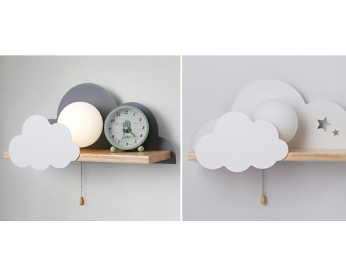 Бра с полкой Серое Облако Wall Lamp Gray Cloud ImperiumLoft