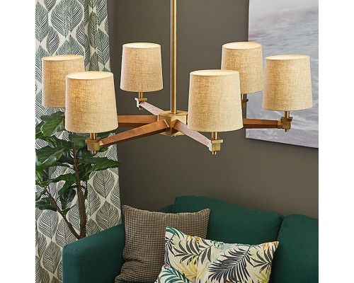 Люстра на штанге Jorgenson D85 Beige/Light wood ImperiumLoft