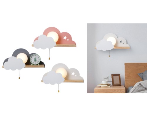 Бра с полкой Серое Облако Wall Lamp Gray Cloud ImperiumLoft