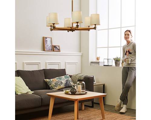 Люстра на штанге Jorgenson D85 Beige/Dark wood