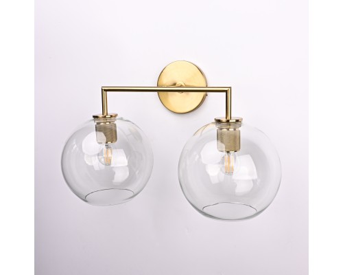 Бра RH Utilitaire Globe Shade Double Sconce Brass