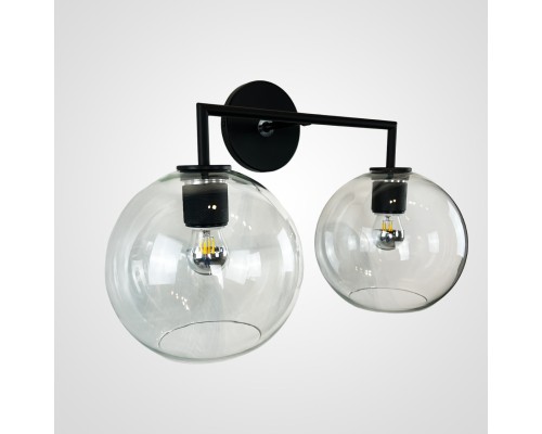 Бра RH Utilitaire Globe Shade Double Sconce Black