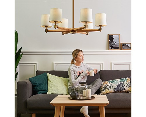 Люстра на штанге Jorgenson D85 Beige/Dark wood