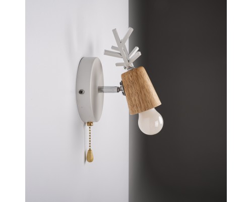 Бра с рожками DEER A SWITCH White/Light wood ImperiumLoft