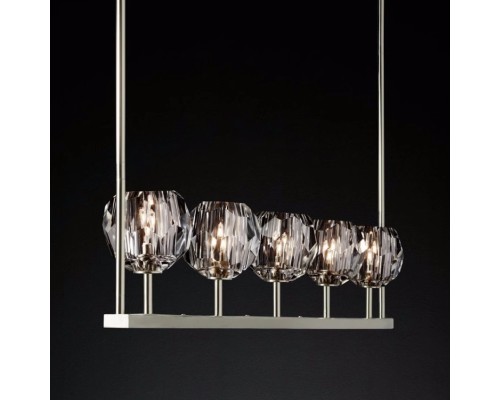 Люстра RH Boule De Cristal Linear Chandelier 5 Nickel ImperiumLoft