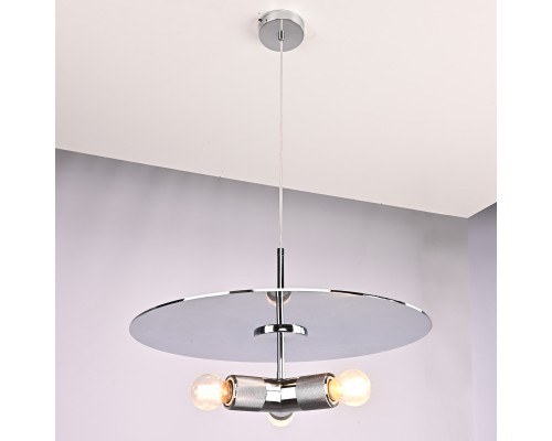 Люстра RH Utilitaire Disk Triple Pendant Silver ImperiumLoft