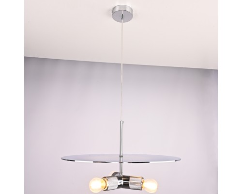 Люстра RH Utilitaire Disk Triple Pendant Silver ImperiumLoft