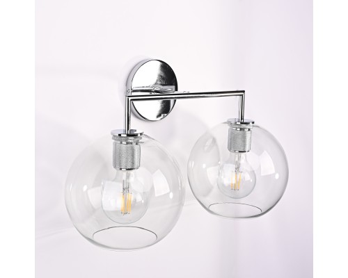 Бра RH Utilitaire Globe Shade Double Sconce Silver
