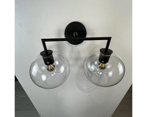 Бра RH Utilitaire Globe Shade Double Sconce Black