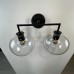 Бра RH Utilitaire Globe Shade Double Sconce Black