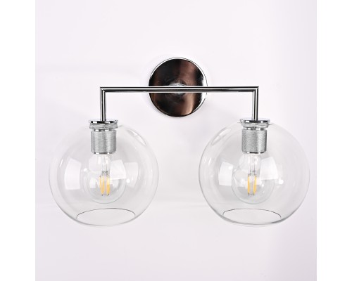 Бра RH Utilitaire Globe Shade Double Sconce Silver