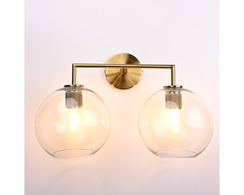 Бра RH Utilitaire Globe Shade Double Sconce Brass
